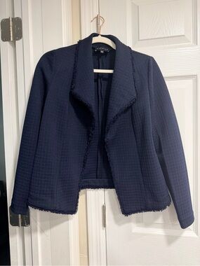Petite Navy Textured Open-Front Jacket